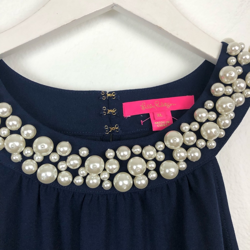 Lily Pulitzer navy Shawn pearl neck maxi dress XL - Picture 3 of 8